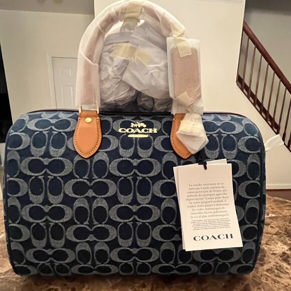 Coach Large Denim Rowan Bag (NWT) - Picture 1 of 16